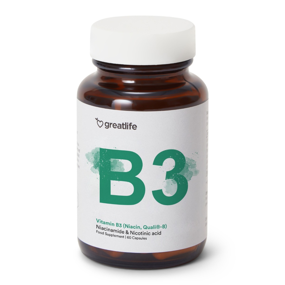 Greatlife Vitamin B3 (Niacin, Quali -B) 60 kapsler